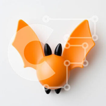 Intra Συλλεκτικό Ξύλινο Παζλ Plywood  4mm - Πορτοκαλί διακόσμηση νυχτερίδας σε άσπρο φόντο Σε Ξύλινο Κουτί - Διαστάσεις Puzzle: 10x10 cm – 25 κομμάτια - Image 1