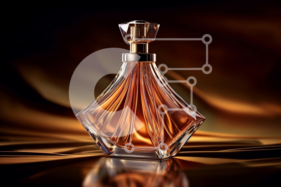 Intra Συλλεκτικό Ξύλινο Παζλ Plywood  4mm - Κομψή εικόνα ενός μπουκαλιού αρώματος σε μια γυαλιστερή επιφάνεια Σε Ξύλινο Κουτί - Διαστάσεις Puzzle: 10x10 cm – 25 κομμάτια