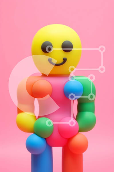 Intra Συλλεκτικό Ξύλινο Παζλ Plywood  4mm - Πολύχρωμο καρτούν φιγούρα σε ροζ φόντο Σε Ξύλινο Κουτί - Διαστάσεις: 10x10 cm – 25 κομμάτια