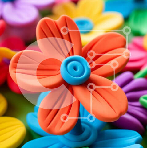 Intra Συλλεκτικό Ξύλινο Παζλ Plywood  4mm - Κύκλος από πολύχρωμα πλαστικά λουλούδια σε πράσινη επιφάνεια Σε Ξύλινο Κουτί - Διαστάσεις Puzzle: 10x10 cm – 25 κομμάτια - Image 1