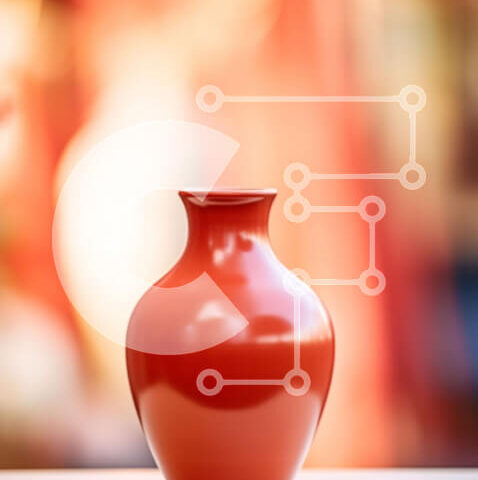 Intra Συλλεκτικό Ξύλινο Παζλ Plywood  4mm - Κόκκινο βάζο σε ξύλινο τραπέζι Σε Ξύλινο Κουτί - Διαστάσεις: 10x10 cm – 25 κομμάτια - Image 1