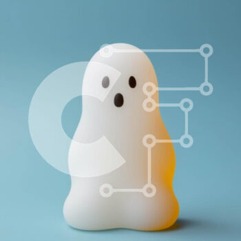 Intra Συλλεκτικό Ξύλινο Παζλ Plywood  4mm - Λευκό φωτιστικό φάντασμα σε πορτοκαλί φόντο Σε Ξύλινο Κουτί - Διαστάσεις Puzzle: 10x10 cm – 25 κομμάτια - Image 1