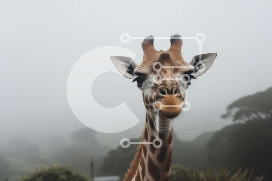 Intra Συλλεκτικό Ξύλινο Παζλ Plywood  4mm - Περίεργη καμηλοπάρδαλη στην ομίχλη Σε Ξύλινο Κουτί - Διαστάσεις: 10x10 cm – 25 κομμάτια