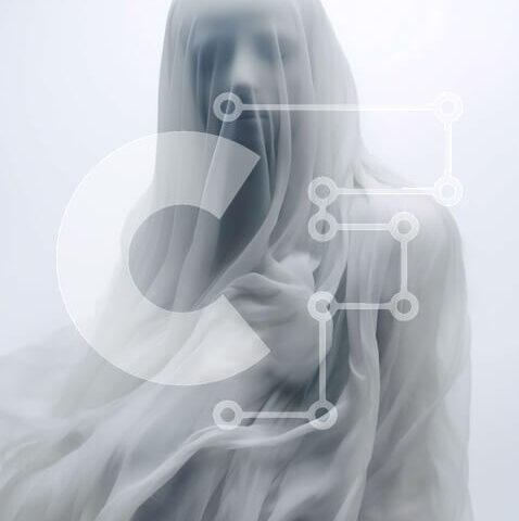 Intra Συλλεκτικό Ξύλινο Παζλ Plywood  4mm - Ghostly Figure με αδιαφανές πέπλο Σε Ξύλινο Κουτί - Διαστάσεις Puzzle: 10x10 cm – 25 κομμάτια - Image 1