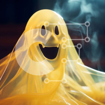 Intra Συλλεκτικό Ξύλινο Παζλ Plywood  4mm - Στολή Happy Ghost τυλιγμένο σε πλαστικό με καπνό Σε Ξύλινο Κουτί - Διαστάσεις Puzzle: 10x10 cm – 25 κομμάτια - Image 1