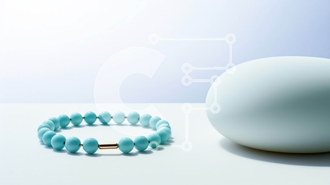 Intra Συλλεκτικό Ξύλινο Παζλ Plywood  4mm - Βραχιόλι με χάντρες τιρκουάζ στο τραπέζι Σε Ξύλινο Κουτί - Διαστάσεις: 10x10 cm – 25 κομμάτια