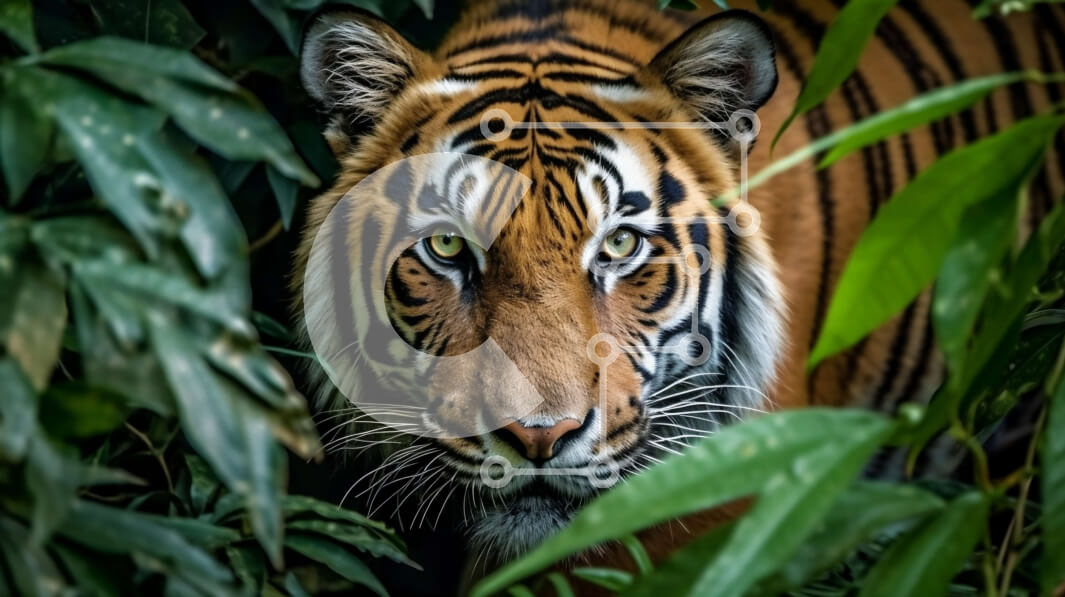 Intra Συλλεκτικό Ξύλινο Παζλ Plywood  4mm - Εκπληκτική εικόνα μιας τίγρης στη ζούγκλα Σε Ξύλινο Κουτί - Διαστάσεις: 10x10 cm – 25 κομμάτια