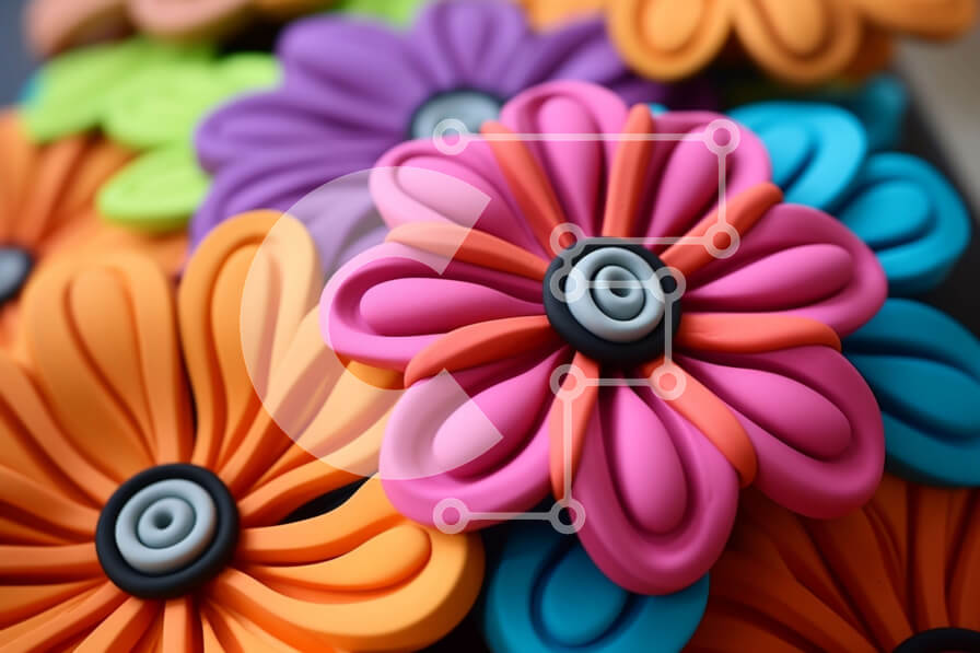 Intra Συλλεκτικό Ξύλινο Παζλ Plywood  4mm - Πολύχρωμα πλαστικά λουλούδια τοποθετημένα σε κύκλο Σε Ξύλινο Κουτί - Διαστάσεις: 10x10 cm – 25 κομμάτια