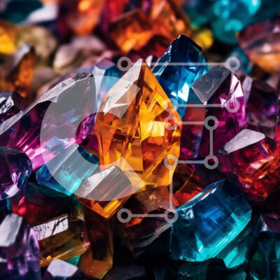 Intra Συλλεκτικό Ξύλινο Παζλ Plywood 4mm - Όμορφη εικόνα ενός σωρού πολύχρωμων κρυστάλλων με λαμπερή, στιλβωμένη εμφάνιση Σε Ξύλινο Κουτί - Διαστάσεις: 10x10 cm – 25 κομμάτια - Image 1