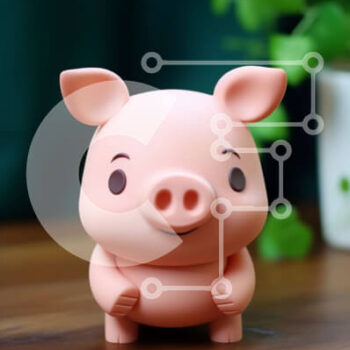 Intra Συλλεκτικό Ξύλινο Παζλ Plywood  4mm - Ροζ ειδώλιο χοίρου σε ξύλινο τραπέζι Σε Ξύλινο Κουτί - Διαστάσεις Puzzle: 10x10 cm – 25 κομμάτια - Image 1