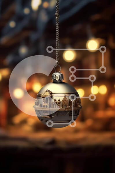 Intra Συλλεκτικό Ξύλινο Παζλ Plywood  4mm - Όμορφη εικόνα ασημένιου χριστουγεννιάτικου στολιδιού σε δωμάτιο με χαμηλό φωτισμό Σε Ξύλινο Κουτί - Διαστάσεις: 10x10 cm – 25 κομμάτια