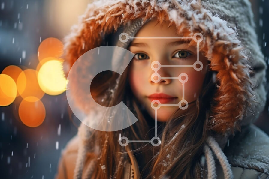 Intra Συλλεκτικό Ξύλινο Παζλ Plywood  4mm - Όμορφη εικόνα ενός νεαρού κοριτσιού με χειμερινό παλτό και κουκούλα Σε Ξύλινο Κουτί - Διαστάσεις Puzzle: 10x10 cm – 25 κομμάτια