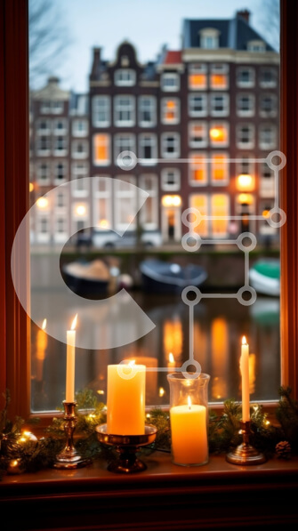 Intra Συλλεκτικό Ξύλινο Παζλ Plywood  4mm - Κεριά στο περβάζι παραθύρου με εορταστικά στολίδια Σε Ξύλινο Κουτί - Διαστάσεις: 10x10 cm – 25 κομμάτια