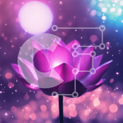 Intra Συλλεκτικό Ξύλινο Παζλ Plywood 4mm - Ροζ λουλούδι λωτού σε αφηρημένο φόντο με πολύχρωμα φώτα Σε Ξύλινο Κουτί - Διαστάσεις Puzzle: 10x10 cm – 25 κομμάτια - Image 1