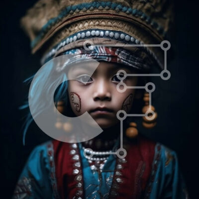 Intra Συλλεκτικό Ξύλινο Παζλ Plywood  4mm - Όμορφη εικόνα ενός νεαρού κοριτσιού με παραδοσιακά ρούχα και κοσμήματα Σε Ξύλινο Κουτί - Διαστάσεις Puzzle: 10x10 cm – 25 κομμάτια - Image 1