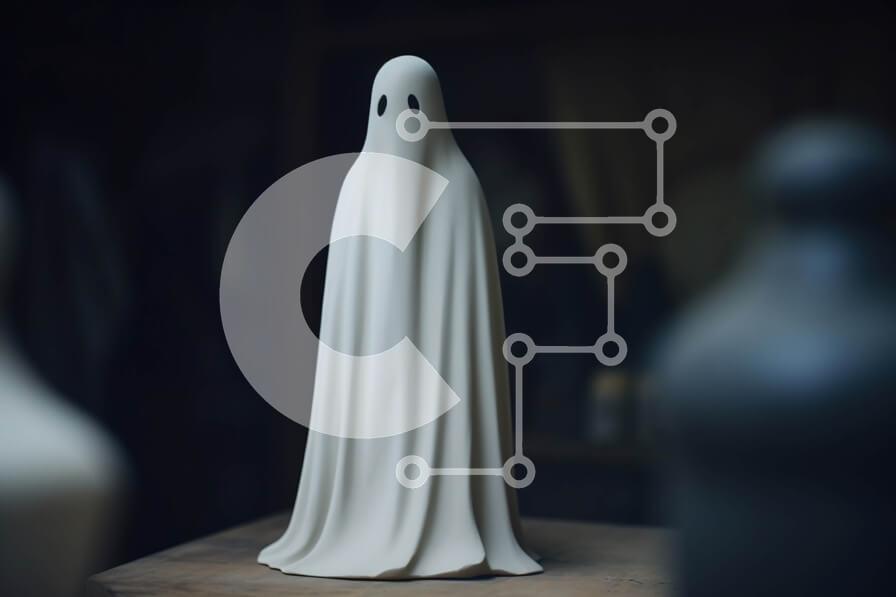 Intra Συλλεκτικό Ξύλινο Παζλ Plywood  4mm - Λευκό ειδώλιο φάντασμα σε ξύλινο τραπέζι Σε Ξύλινο Κουτί - Διαστάσεις Puzzle: 10x10 cm – 25 κομμάτια