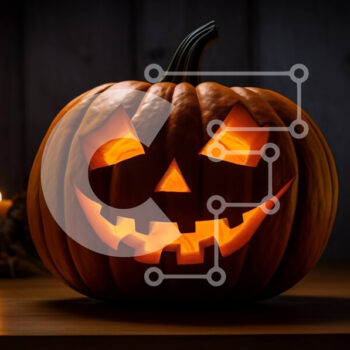 Intra Συλλεκτικό Ξύλινο Παζλ Plywood  4mm - Σκαλιστή κολοκύθα με λαμπερά μάτια για το Halloween Σε Ξύλινο Κουτί - Διαστάσεις Puzzle: 10x10 cm – 25 κομμάτια - Image 1