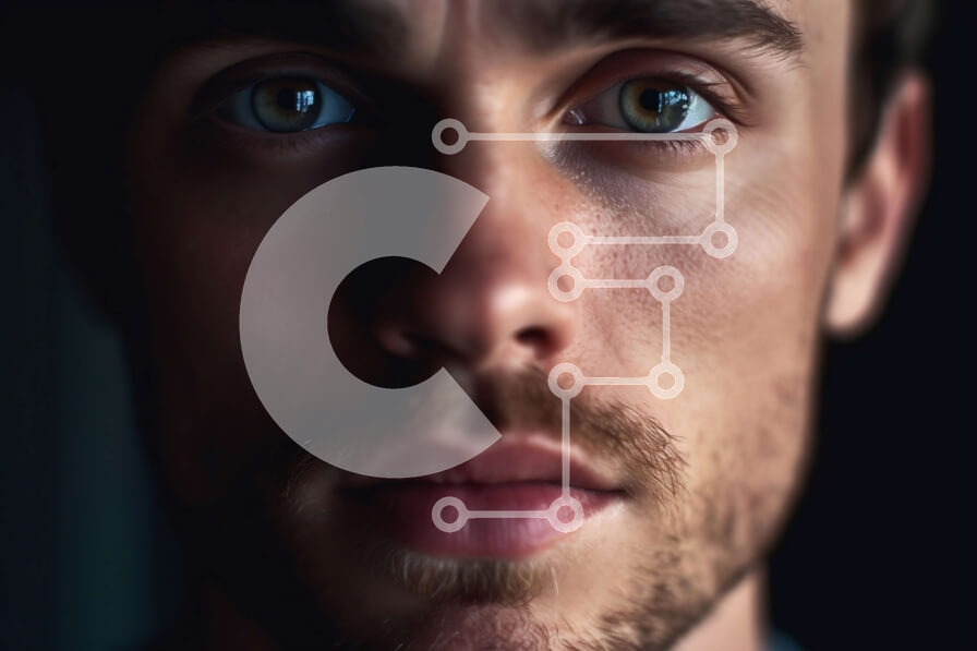 Intra Συλλεκτικό Ξύλινο Παζλ Plywood  4mm - Πορτρέτο ενός άνδρα με μπλε μάτια και μια σοβαρή έκφραση Σε Ξύλινο Κουτί - Διαστάσεις Puzzle: 10x10 cm – 25 κομμάτια