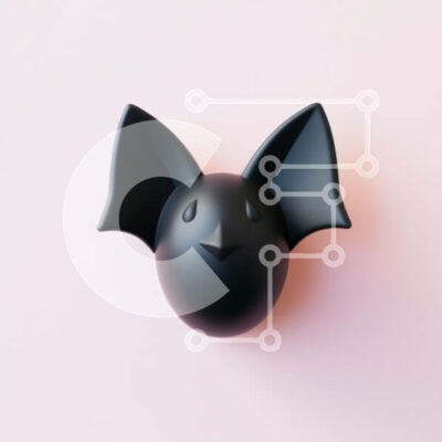 Intra Συλλεκτικό Ξύλινο Παζλ Plywood  4mm - Μαύρο αντικείμενο νυχτερίδας σε ροζ φόντο Σε Ξύλινο Κουτί - Διαστάσεις: 10x10 cm – 25 κομμάτια - Image 1