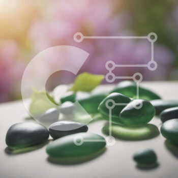 Intra Συλλεκτικό Ξύλινο Παζλ Plywood  4mm - Πράσινα βότσαλα σε λευκό τραπέζι με μωβ λουλούδια Σε Ξύλινο Κουτί - Διαστάσεις Puzzle: 10x10 cm – 25 κομμάτια - Image 1