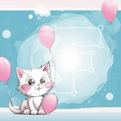 Intra Συλλεκτικό Ξύλινο Παζλ Plywood  4mm - Γελοιογραφία Λευκό γατάκι με ροζ μπαλόνια Σε Ξύλινο Κουτί - Διαστάσεις: 10x10 cm – 25 κομμάτια - Image 1