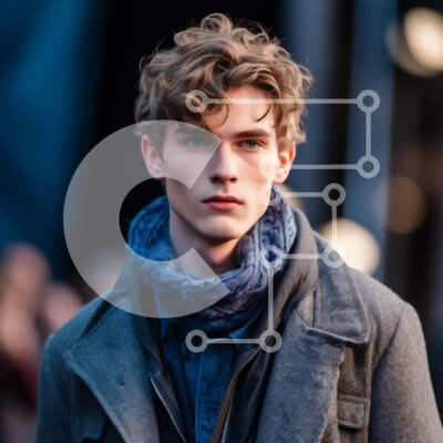 Intra Συλλεκτικό Ξύλινο Παζλ Plywood  4mm - Κομψός άνδρας που περπατά στην οδό της πόλης με γκρι παλτό και μαύρο κασκόλ Σε Ξύλινο Κουτί - Διαστάσεις Puzzle: 10x10 cm – 25 κομμάτια - Image 1