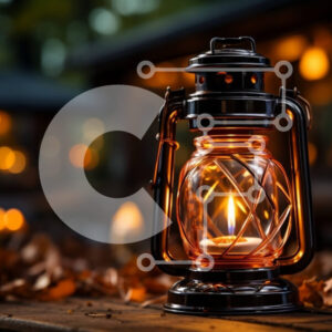 Intra Συλλεκτικό Ξύλινο Παζλ Plywood  4mm - Όμορφη εικόνα vintage φαναριού με φλόγα που τρεμοπαίζει Σε Ξύλινο Κουτί - Διαστάσεις Puzzle: 10x10 cm – 25 κομμάτια