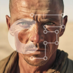 Intra Συλλεκτικό Ξύλινο Παζλ Plywood  4mm - Πορτρέτο ενός άνδρα με τραχύ, ξεπερασμένο βλέμμα και αποφασιστική έκφραση Σε Ξύλινο Κουτί - Διαστάσεις Puzzle: 10x10 cm – 25 κομμάτια