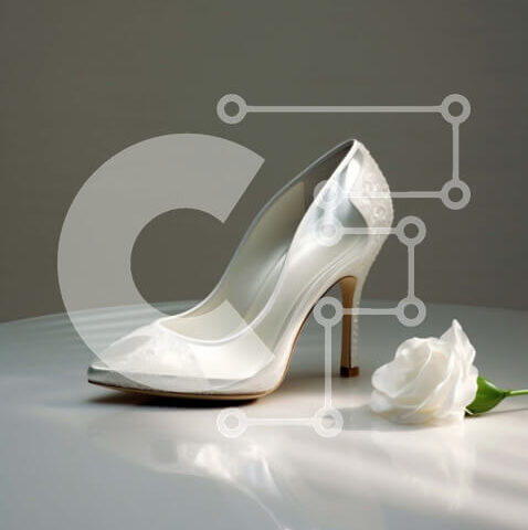 Intra Συλλεκτικό Ξύλινο Παζλ Plywood  4mm - Κομψά λευκά δερμάτινα ψηλοτάκουνα παπούτσια με τριαντάφυλλο στο τραπέζι Σε Ξύλινο Κουτί - Διαστάσεις Puzzle: 10x10 cm – 25 κομμάτια - Image 1