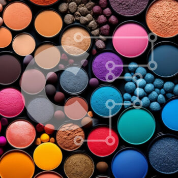 Intra Συλλεκτικό Ξύλινο Παζλ Plywood  4mm - Όμορφα προϊόντα μακιγιάζ διατεταγμένα σε κυκλικό μοτίβο σε μαύρο φόντο Σε Ξύλινο Κουτί - Διαστάσεις Puzzle: 10x10 cm – 25 κομμάτια - Image 1