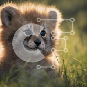 Intra Συλλεκτικό Ξύλινο Παζλ Plywood  4mm - Χαριτωμένο μωρό λιοντάρι σε ένα χωράφι με ψηλό γρασίδι Σε Ξύλινο Κουτί - Διαστάσεις: 10x10 cm – 25 κομμάτια