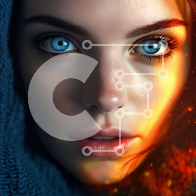 Intra Συλλεκτικό Ξύλινο Παζλ Plywood 4mm - Όμορφη εικόνα μιας γυναίκας με μπλε μάτια και κουκούλα Σε Ξύλινο Κουτί - Διαστάσεις Puzzle: 10x10 cm – 25 κομμάτια - Image 1