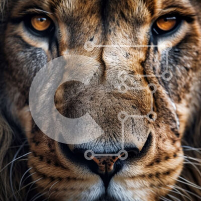 Intra Συλλεκτικό Ξύλινο Παζλ Plywood 4mm - Πανίσχυρη και μεγαλειώδης εικόνα λιονταριού από κοντά Σε Ξύλινο Κουτί - Διαστάσεις: 10x10 cm – 25 κομμάτια - Image 1