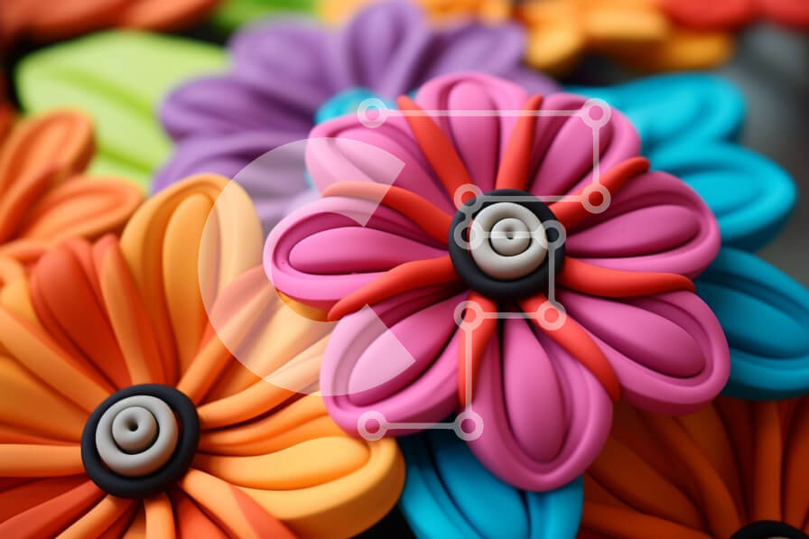 Intra Συλλεκτικό Ξύλινο Παζλ Plywood  4mm - Πολύχρωμα πλαστικά λουλούδια τοποθετημένα σε κύκλο Σε Ξύλινο Κουτί - Διαστάσεις: 10x10 cm – 25 κομμάτια