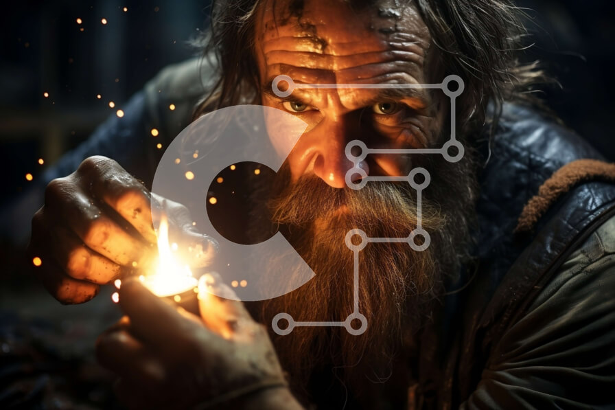 Intra Συλλεκτικό Ξύλινο Παζλ Plywood  4mm - Έντονο πορτρέτο ενός άνδρα με ένα κερί Σε Ξύλινο Κουτί - Διαστάσεις Puzzle: 10x10 cm – 25 κομμάτια