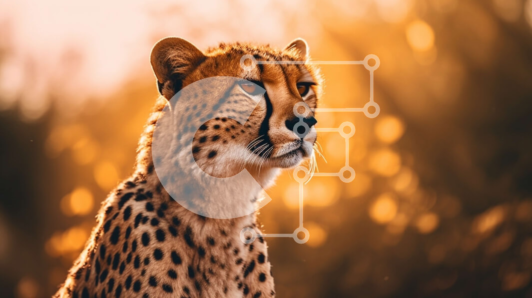 Intra Συλλεκτικό Ξύλινο Παζλ Plywood  4mm - Τσιτάχ στο γρασίδι κοιτάζοντας ψηλά τον ήλιο Σε Ξύλινο Κουτί - Διαστάσεις: 10x10 cm – 25 κομμάτια