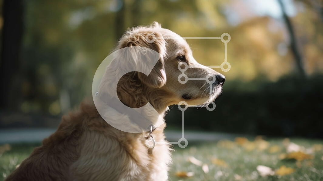 Intra Συλλεκτικό Ξύλινο Παζλ Plywood  4mm - Όμορφη εικόνα ενός σκύλου Γκόλντεν Ριτρίβερ που κάθεται στο γρασίδι Σε Ξύλινο Κουτί - Διαστάσεις: 10x10 cm – 25 κομμάτια