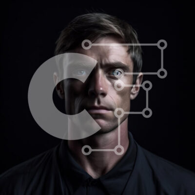 Intra Συλλεκτικό Ξύλινο Παζλ Plywood 4mm - Πορτρέτο ενός άνδρα με μπλε μάτια με μαύρο πουκάμισο Σε Ξύλινο Κουτί - Διαστάσεις Puzzle: 10x10 cm – 25 κομμάτια - Image 1