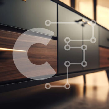 Intra Συλλεκτικό Ξύλινο Παζλ Plywood  4mm - Μοντέρνος μπουφές από σκούρο ξύλο με ορειχάλκινα χερούλια Σε Ξύλινο Κουτί - Διαστάσεις Puzzle: 10x10 cm – 25 κομμάτια - Image 1