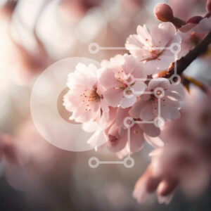 Intra Συλλεκτικό Ξύλινο Παζλ Plywood  4mm - Ειρηνική και γαλήνια εικόνα του ροζ ανθισμένου δέντρου κερασιάς Σε Ξύλινο Κουτί - Διαστάσεις: 10x10 cm – 25 κομμάτια