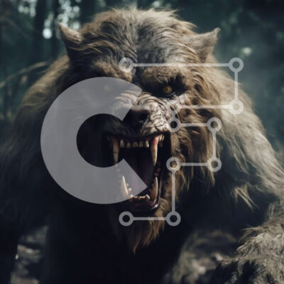 Intra Συλλεκτικό Ξύλινο Παζλ Plywood  4mm - Τρομακτική εικόνα του λυκάνθρωπου που ουρλιάζει στην πανσέληνο στο σκοτεινό δάσος Σε Ξύλινο Κουτί - Διαστάσεις: 10x10 cm – 25 κομμάτια - Image 1