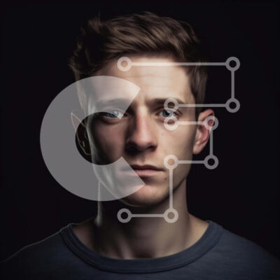 Intra Συλλεκτικό Ξύλινο Παζλ Plywood  4mm - Σοβαρό πορτρέτο ενός νεαρού άνδρα με κοντά καστανά μαλλιά και μπλε μάτια Σε Ξύλινο Κουτί - Διαστάσεις Puzzle: 10x10 cm – 25 κομμάτια - Image 1