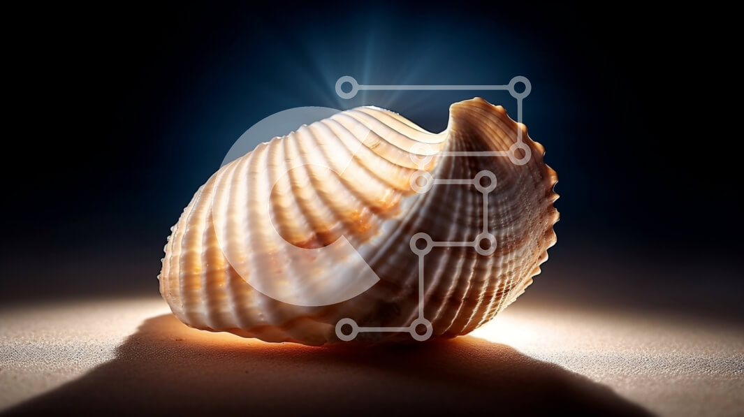 Intra Συλλεκτικό Ξύλινο Παζλ Plywood  4mm - Όμορφη εικόνα του κοχυλιού σε μια αμμώδη παραλία στο ηλιοβασίλεμα Σε Ξύλινο Κουτί - Διαστάσεις: 10x10 cm – 25 κομμάτια