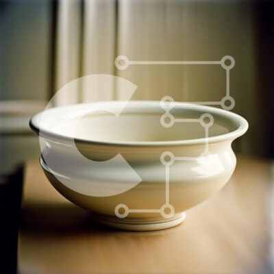 Intra Συλλεκτικό Ξύλινο Παζλ Plywood  4mm - Όμορφη εικόνα ενός λευκού κεραμικού μπολ σε ένα ξύλινο τραπέζι Σε Ξύλινο Κουτί - Διαστάσεις: 10x10 cm – 25 κομμάτια - Image 1