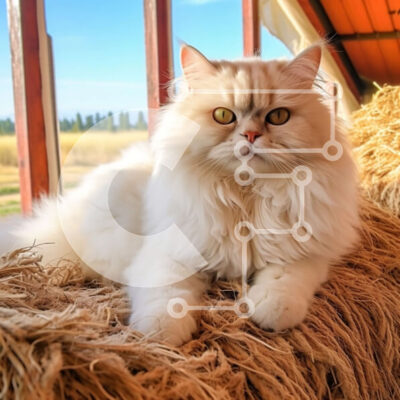 Intra Συλλεκτικό Ξύλινο Παζλ Plywood  4mm - Αξιολάτρευτη εικόνα μιας χνουδωτής λευκής γάτας σε έναν αχυρώνα Σε Ξύλινο Κουτί - Διαστάσεις: 10x10 cm – 25 κομμάτια - Image 1