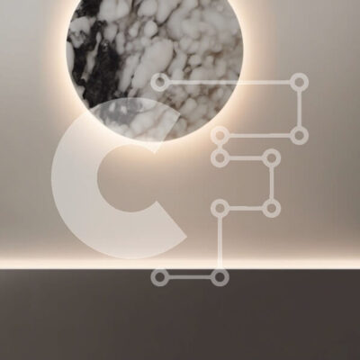 Intra Συλλεκτικό Ξύλινο Παζλ Plywood  4mm - Κυκλικό μαρμάρινο φωτιστικό σε κενό λευκό δωμάτιο Σε Ξύλινο Κουτί - Διαστάσεις Puzzle: 10x10 cm – 25 κομμάτια - Image 1