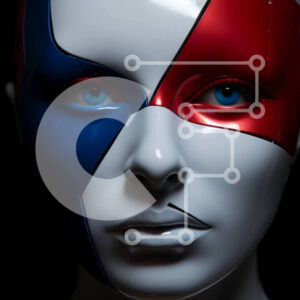 Intra Συλλεκτικό Ξύλινο Παζλ Plywood  4mm - Γυναίκα με κόκκινο, λευκό και μπλε χρώμα προσώπου Σε Ξύλινο Κουτί - Διαστάσεις Puzzle: 10x10 cm – 25 κομμάτια