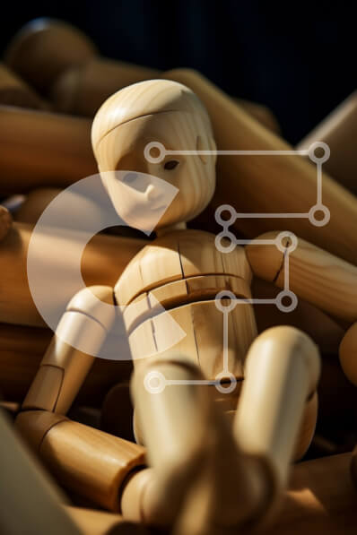 Intra Συλλεκτικό Ξύλινο Παζλ Plywood  4mm - Ξύλινη κούκλα σε σωρό από ξύλινα μπλοκ Σε Ξύλινο Κουτί - Διαστάσεις: 10x10 cm – 25 κομμάτια