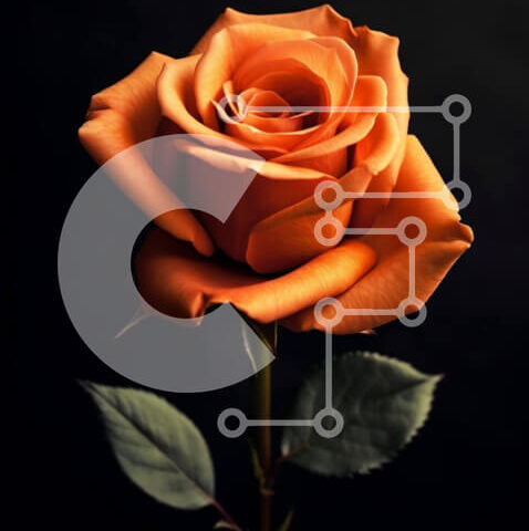 Intra Συλλεκτικό Ξύλινο Παζλ Plywood  4mm - Όμορφη εικόνα ενός ενιαίου πορτοκαλί τριαντάφυλλου σε μαύρο φόντο Σε Ξύλινο Κουτί - Διαστάσεις: 10x10 cm – 25 κομμάτια - Image 1