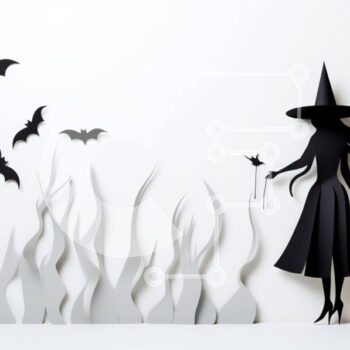 Intra Συλλεκτικό Ξύλινο Παζλ Plywood  4mm - Αποκριάτικο χαρτί μάγισσας με κολοκύθες και νυχτερίδες Σε Ξύλινο Κουτί - Διαστάσεις Puzzle: 10x10 cm – 25 κομμάτια - Image 1